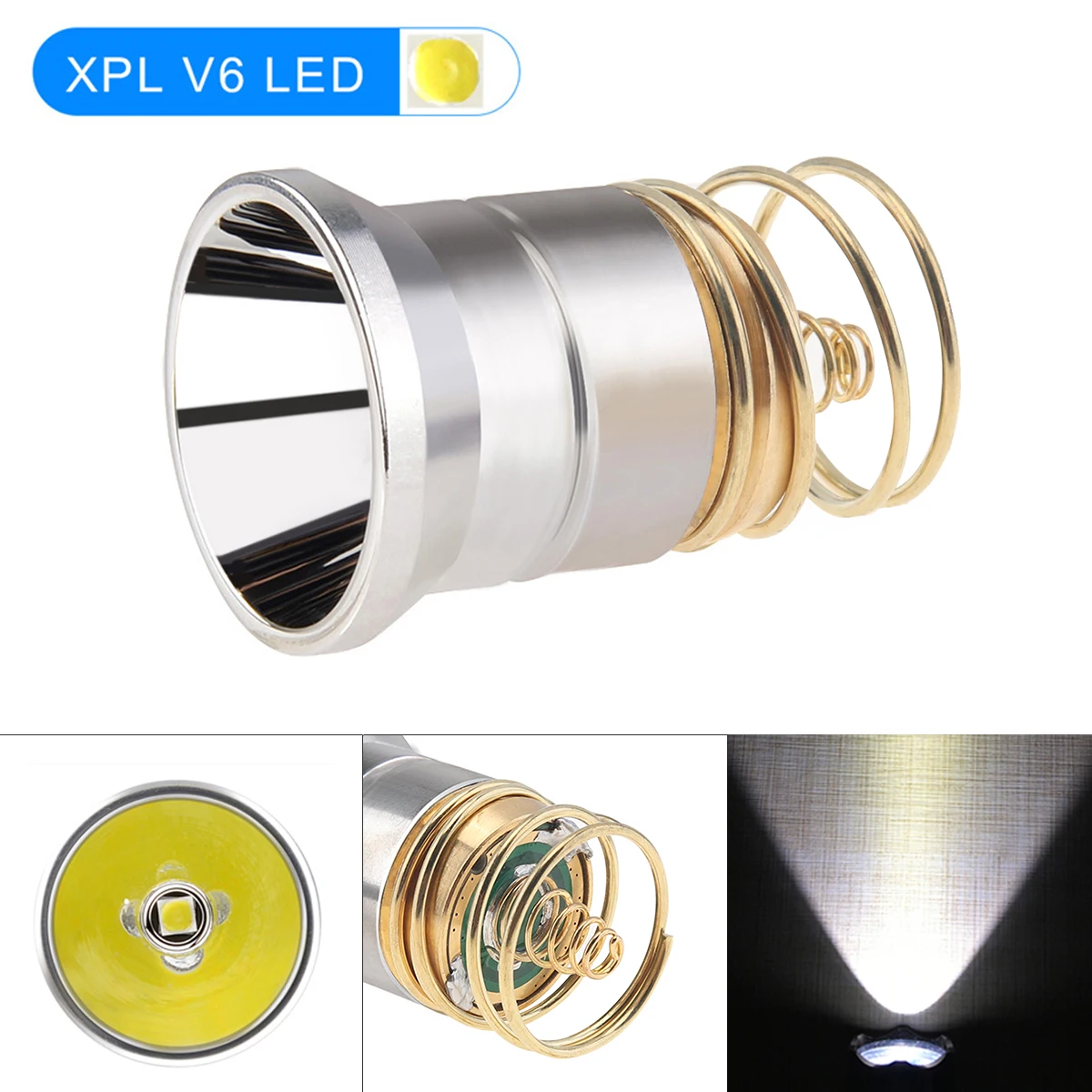 

26.5mm LED Flashlight Bulbs Replacement Fit for 6P C2 D2 G2 Z2 / 501B 502B with XPL V6 Smooth Reflector, P60 Drop-in Lamp