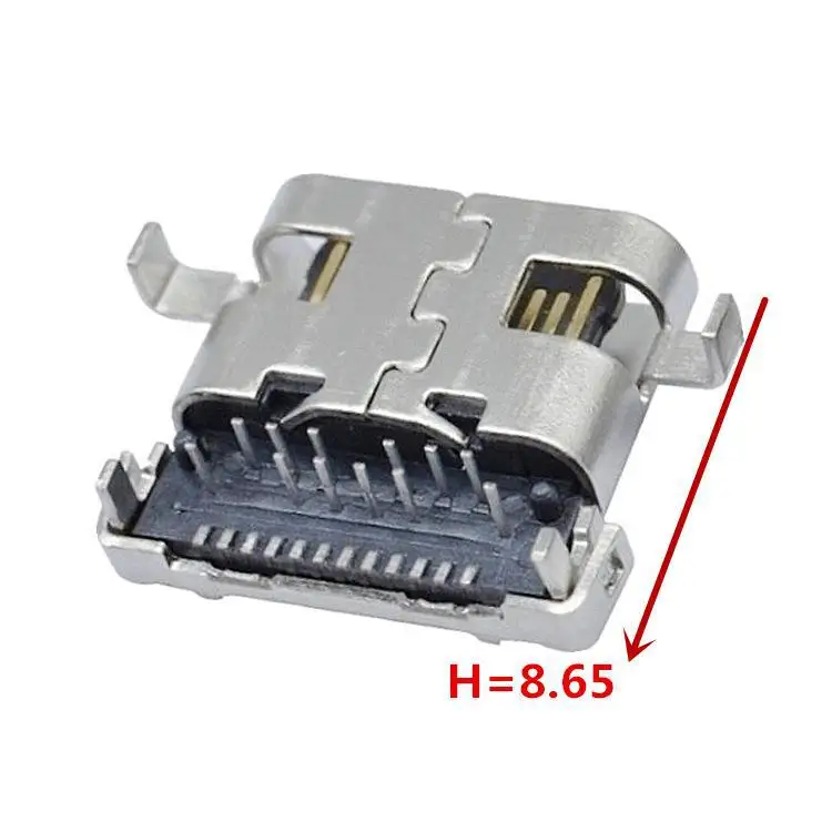 For TYPE-C port sinking plate female seat 24Pin front plug and rear sticker DIP + SMT lying sticker L = 8.65/10 female head 24P