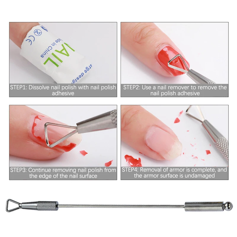 1pcs โลหะ Double HEAD Cuticle Pusher เล็บเครื่องมือสําหรับเล็บกาว Cuticle Remover อุปกรณ์เสริม