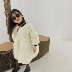 2023 Girls' cotton jacket winter new Korean  embroidered bubble sleeves, thickened cotton jacket children's