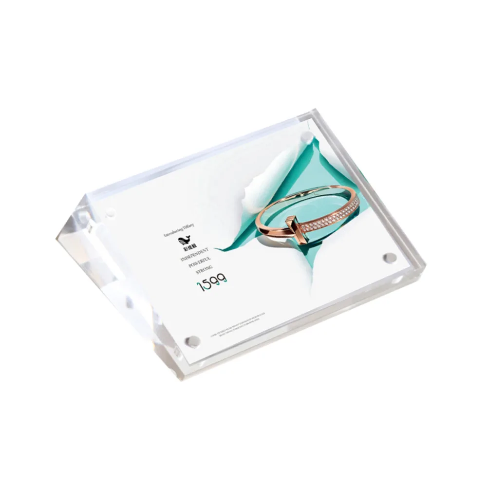 

10x7cm Acrylic Label Holder Price Tag Displays Sign Holder Data Card Holder Table Top Sign Stand