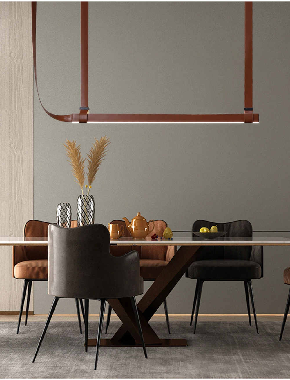 Build Home Artistic Leather Black Brown Pendant Lights