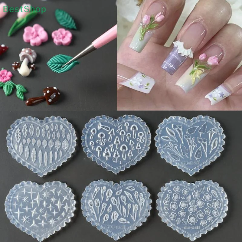 Molde de escultura de silicone para unhas, molde de beleza diy para decoração de arte de unhas, ferramentas de placas de estampagem