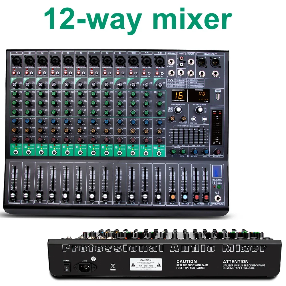 Depusheng G120 12-channels Professional Digital Audio Music Mixer DJ Console mixing console