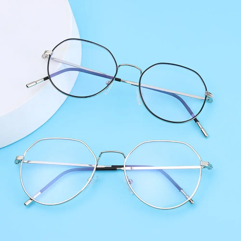 

Men Women Eye Protection Round Frame Anti-Blue Light Glasses Ultra Light Frame Metal Eyeglasses Computer Goggles