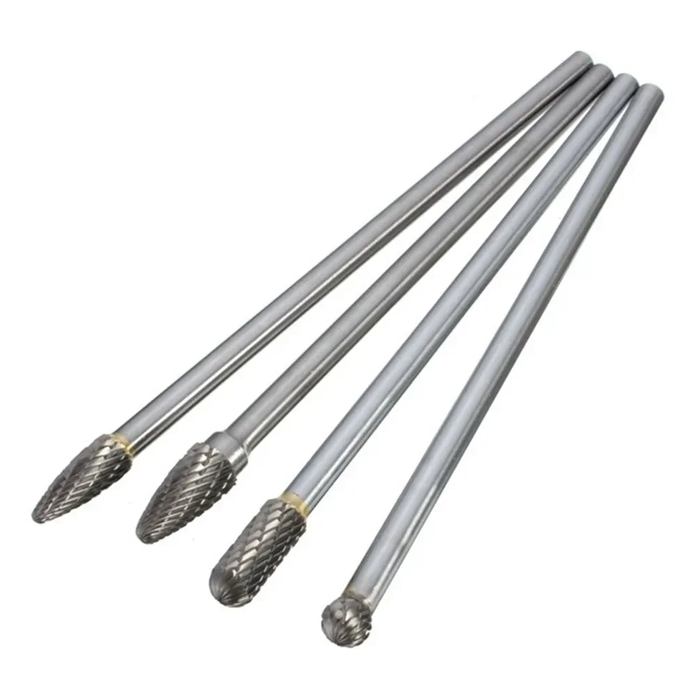 Tungsten Carbide Cutter, 8/10mm Cutting Diameter, 4pc Rotary Burr Set For Cast Iron And Non Metallic Materials