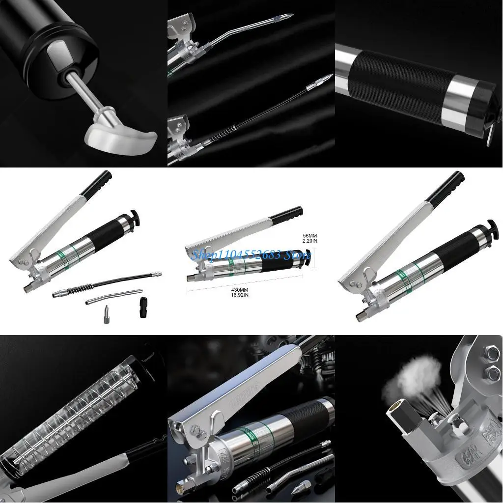 Y6GD Heavy Duty Pneumatic Manual Pressure Lever Oil Injector Compressor Grease Guns 12000PSI Suitable for Truck Excavator Car