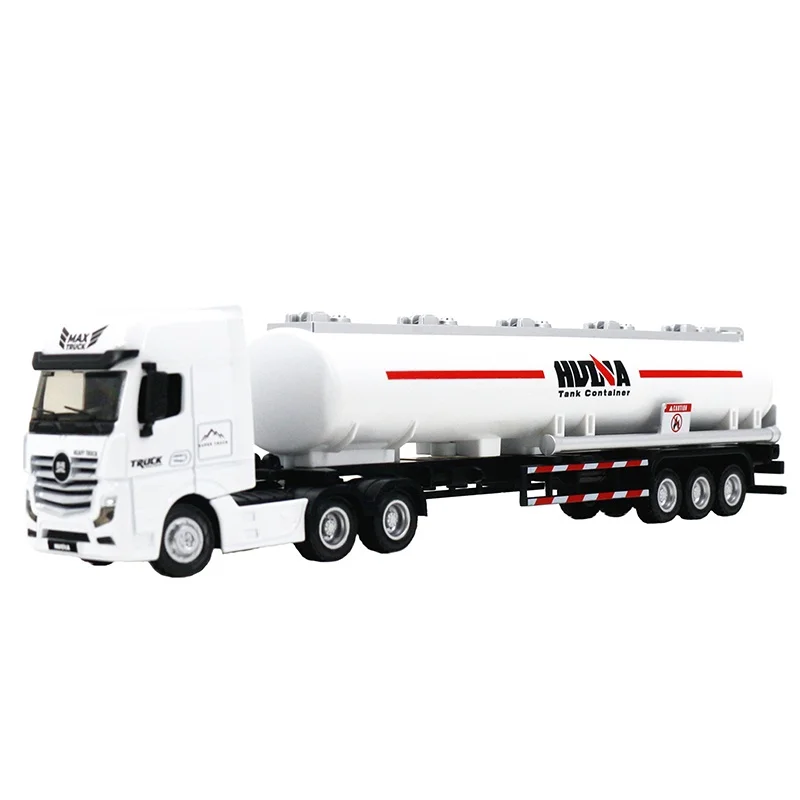 Original Huina New Static 1:50 Model Alloy Simulation Toy Car Flatbed Trailer Tanker Excavator Engineering Car Boy'S Outdoor Toy