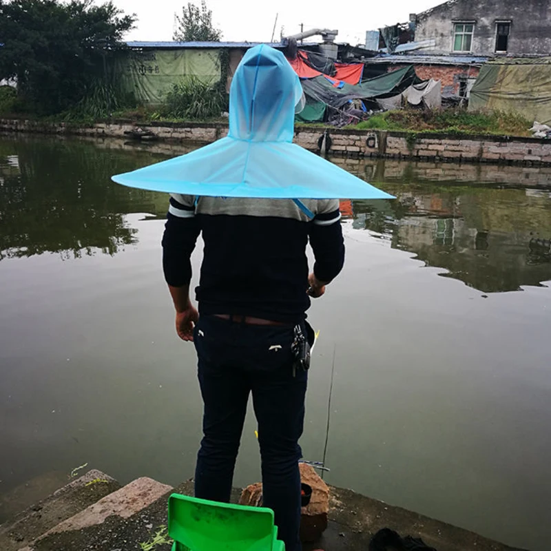 Outdoor Foldable Transparent Fishing Umbrella Rain Cap Anti-Rain Head-Mounted Men's Headwear Adult Umbrella Hat New