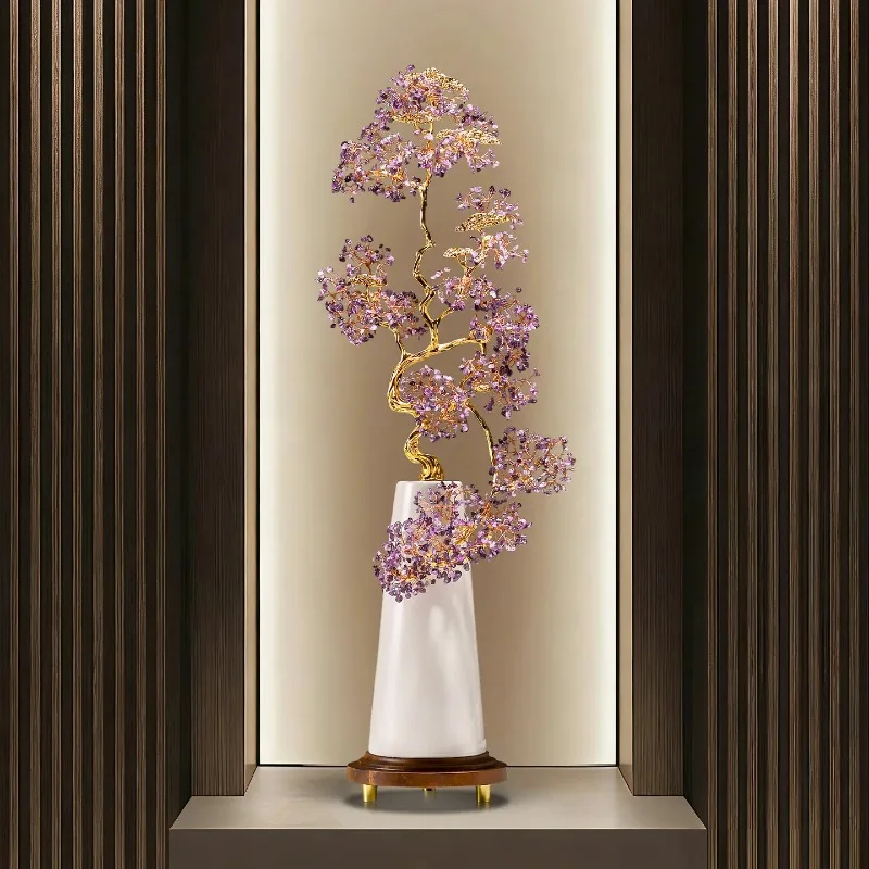 CHINA Amethyst Fortune Tree Entrance Vertical High Ornament Light Luxury Niche Slender Art Ornament Moving Gift