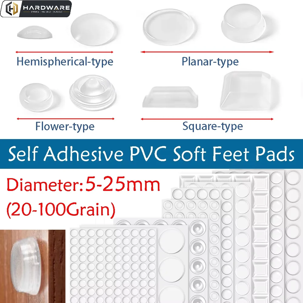 24-100pcs Self Adhesive Silicone Feet Pads Circular Dome Rubber Damper Buffer Cushion Furniture Cabinet Drawer Door Bumper