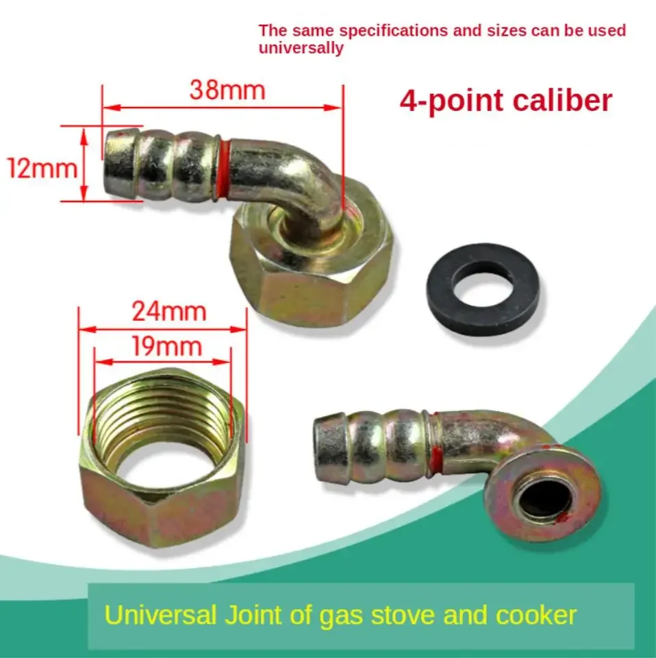 

2pcs Gas Cooker Universal Joint Hose Connection Four-Part Internal Thread Intake Elbow Edison Screw