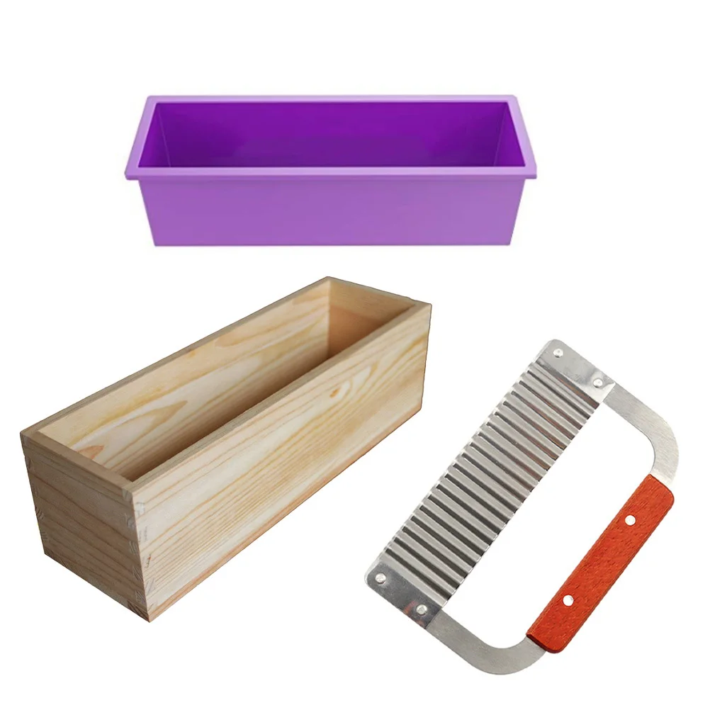 

Silicone Soap Molds Kit DIY Crafting Stainless Steel Flexible Rectangular Mold Non Stick Practical Long Lasting
