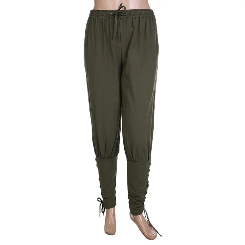 Pirate Pants Viking Costume For Men Medieval Gothic Drawstring Pants Halloween Cosplay Trouser Men Vintage Plus Size Bottoms