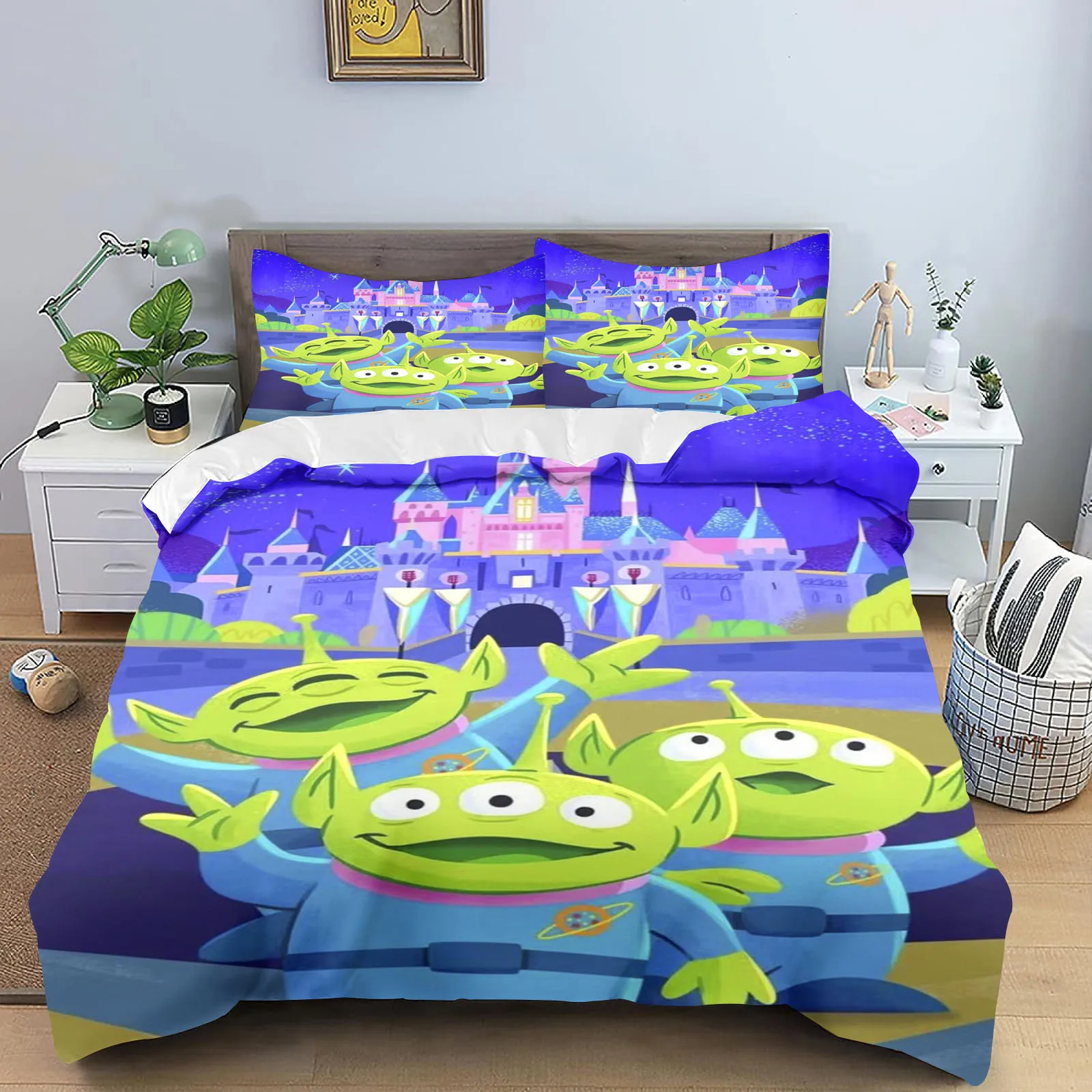 

Alien Toy Story Quilt Cover Set, 3D Cute Decor Print, Comfortable Bedding Set, Teenager Children, Soft Breathable Bedding