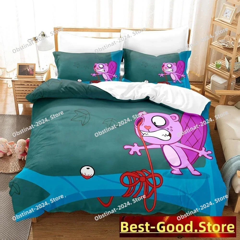 

3D Happy Tree Friends Bedding Set Printed single Comforter Quilt Bed Cover Duvet Cover Pillow Case 3 Pieces Sets Kids Adult Size