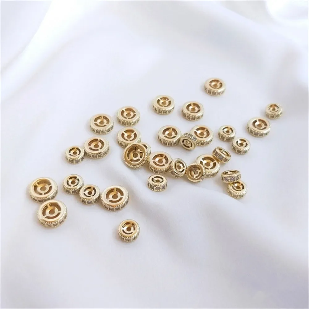 

14K Gold Plated Accessories inlaid zircon wheel beads, beads, and pieces of diy bracelet first jewelry accessories