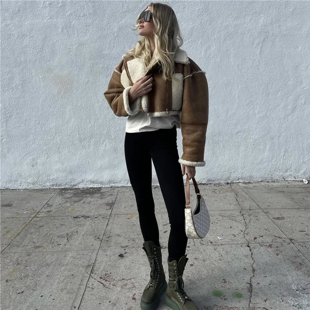 Winter jacket women 2022 vintage brown faux fur coat women luxury clothes short teddy coat woman crop top white fur coat furry