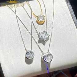 925 Sterling Silver Single Stone Heart Round Cubic Zirconia Delicate Box Chain Bezel Cz Single Charm Necklace Women Jewelry