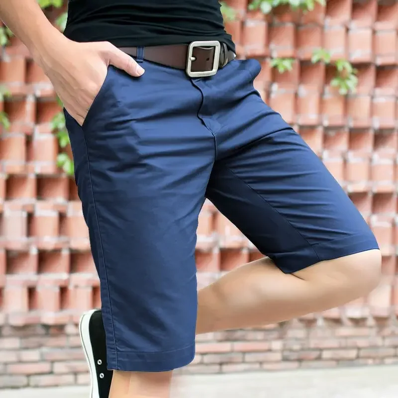

Men Casual Trouser Black Beach Shorts Loose Man Clothing Trend Straight Leg Breathable New Thin Solid Summer Solid Business