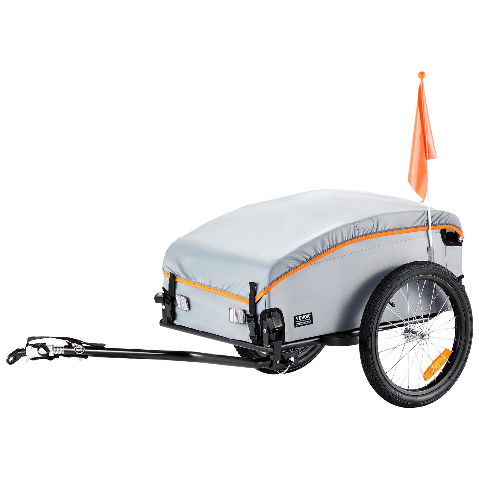 SucceBuy 100lbs Trailer de carga de bicicleta Dobrável Carrinho de vagão de bicicleta com capa à prova d'água e refletores seguros para roda de bicicleta de 22 "-28"