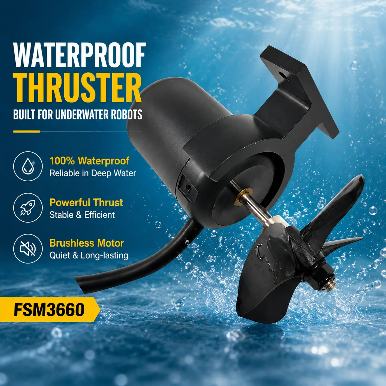 Waterproof Brushless Motor with Propeller for Underwater Robot Thruster FSM3660