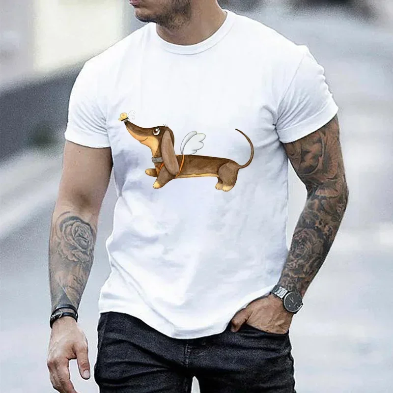 Camiseta de gran tamaño con perro salchicha y Pug, camisetas de manga corta para hombre y mujer, camiseta blanca para hombre, ropa de calle con perros divertidos, camisetas de marca para hombre