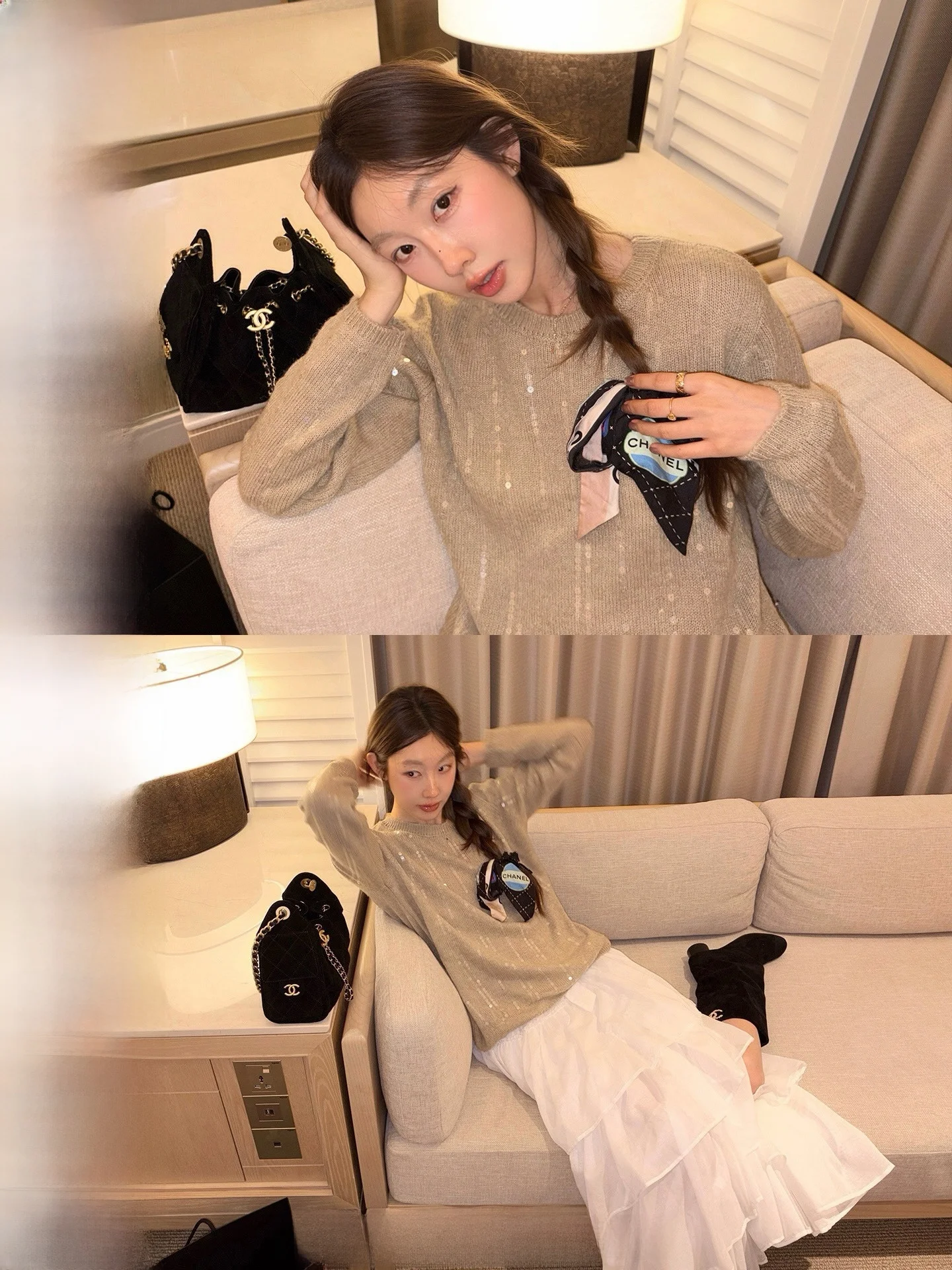 

Ranwear round Ne Oversized Knitted Sweater Sparkling Irregular Sequins Soft Comfortable Easy Wear Women's Faion Spring