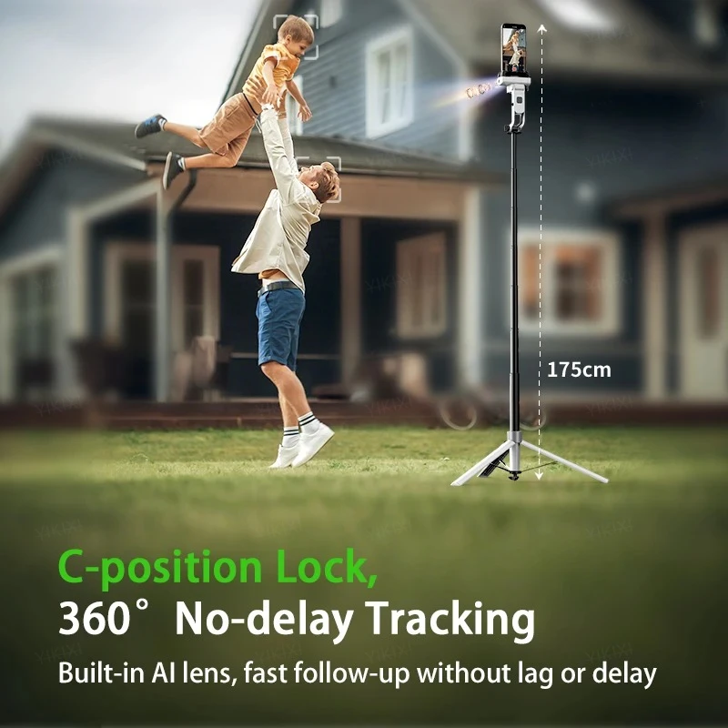 1.75M AI تتبع الوجه Gimbal يده إطلاق نار مستقرة ثنائي الغرض Selfie عصا 360 ° حامل هاتف دوار للبث المباشر #5