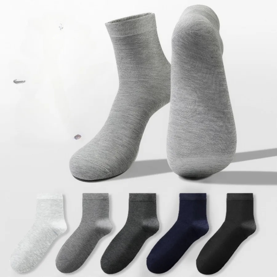 95% combed cotton socks men's business formal mid-calf socks soft and breathable spring and summer men's socks 5 pairs/batch mid