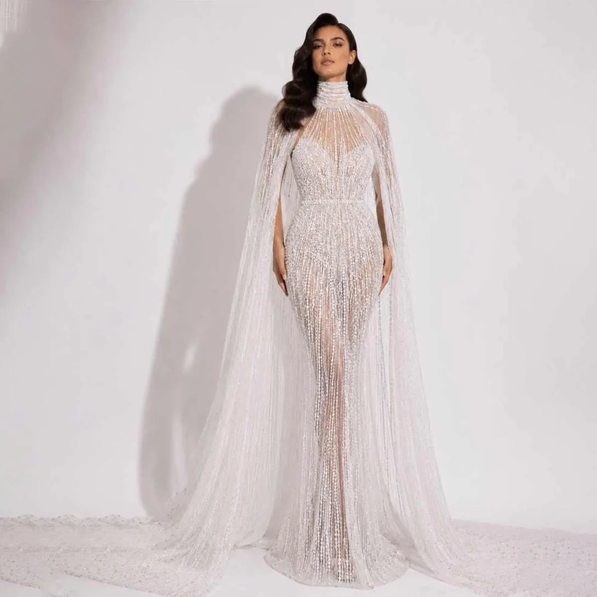 Customized Beading Mermaid Wedding Dresses For Girls Applique Lace Tulle Sleeveless Formal Pearls Party Gowns Vestido Marrie