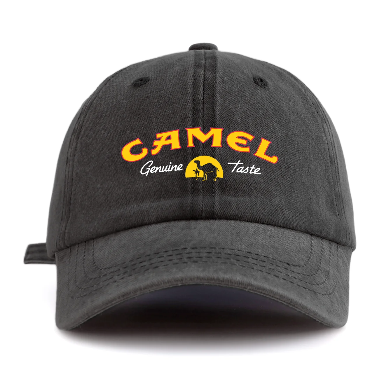 Gorra de béisbol lavada con estampado de CAMEL para adultos, sombrero de papá ajustable suave informal de estilo Retro minimalista, perfecto como regalo, 1 ud.