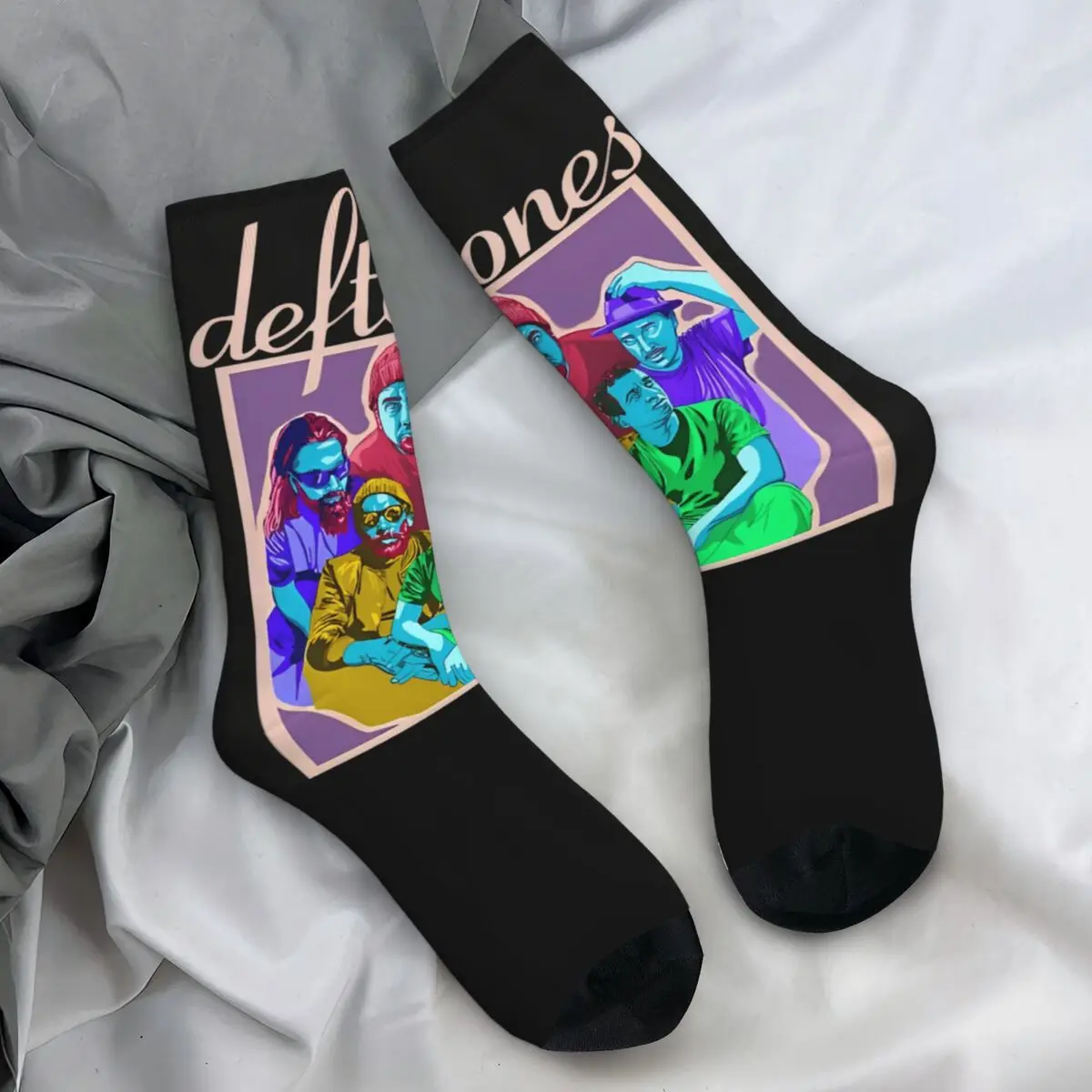 Men Socks Deftones Metal Punk Stockings Autumn Leisure Comfortable Socks Pattern Running Sports Anti Bacterial Socks