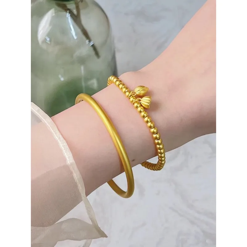 24k 999 gold bracelet, traditional gold bangle, stackable bracelet for women, heirloom bracelet, two-generation joy bracelet
