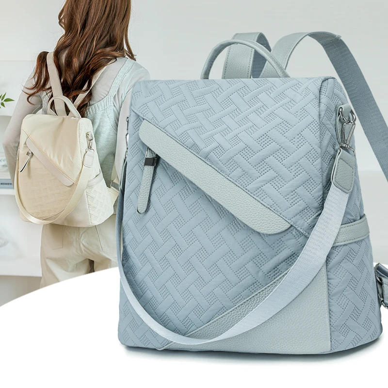 حقائب ظهر نسائية جديدة مضادة للسرقة من النايلون بسعة كبيرة وخفيفة الوزن ومقاومة للماء للسفر والعمل وعطلة نهاية الأسبوع