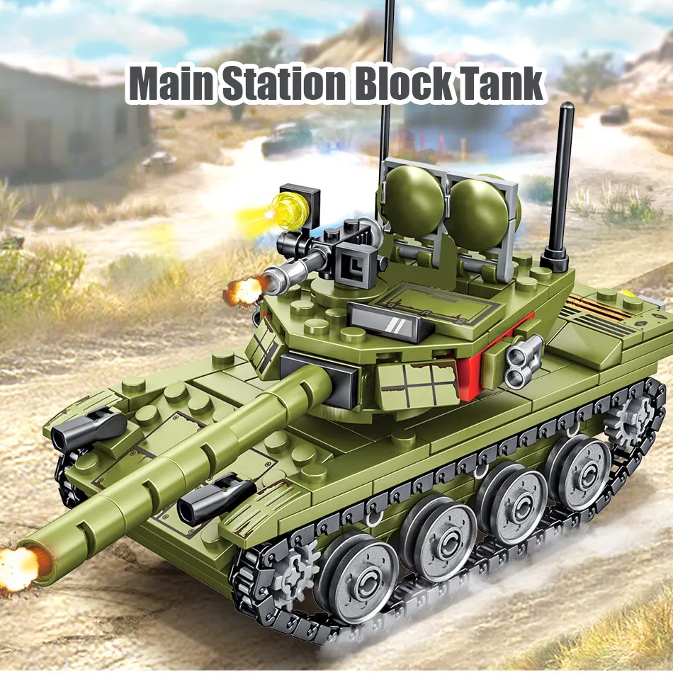 New 336pcs Military 85 Main Battle Tank Building Blocks WW2 Army Soldier Figures Bricks Educational Toys for Children Boy Gift