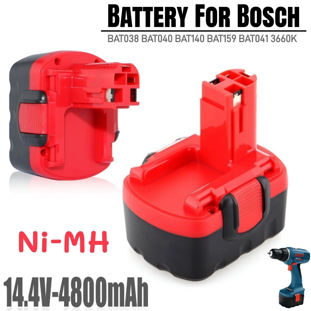 

BAT041 BAT040 4800mAh Ni-MH 14.4V Replacement Rechargeable Battery for Bosch GSR14.4VE-2 PSR14.VE-2 BAT038 BAT140 BAT159