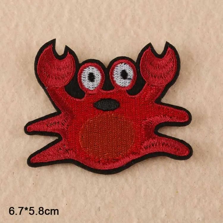 Cartoon Sea Animals  Crab Octopus Wholesale Iron on Embroidered Cloth Clothes Patch For Clothing Girls Boys