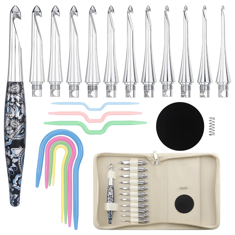 1Set Replaceable Head Aluminum Crochet Hook, Sewing & Knitting Supplies Crochet Hook Kit, Perfect for DIY Crafting Materials