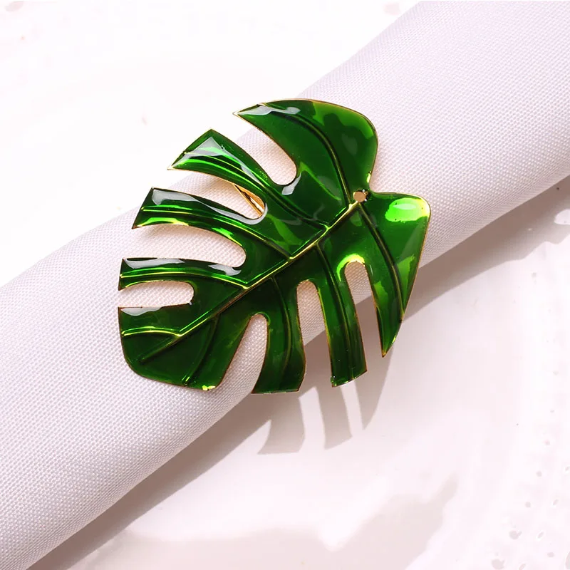Napkin Rings Holders Green Monstera Deliciosa Leaf Buckle Novelties Becket For Hotel Wedding Party Event Dining Table Decoration