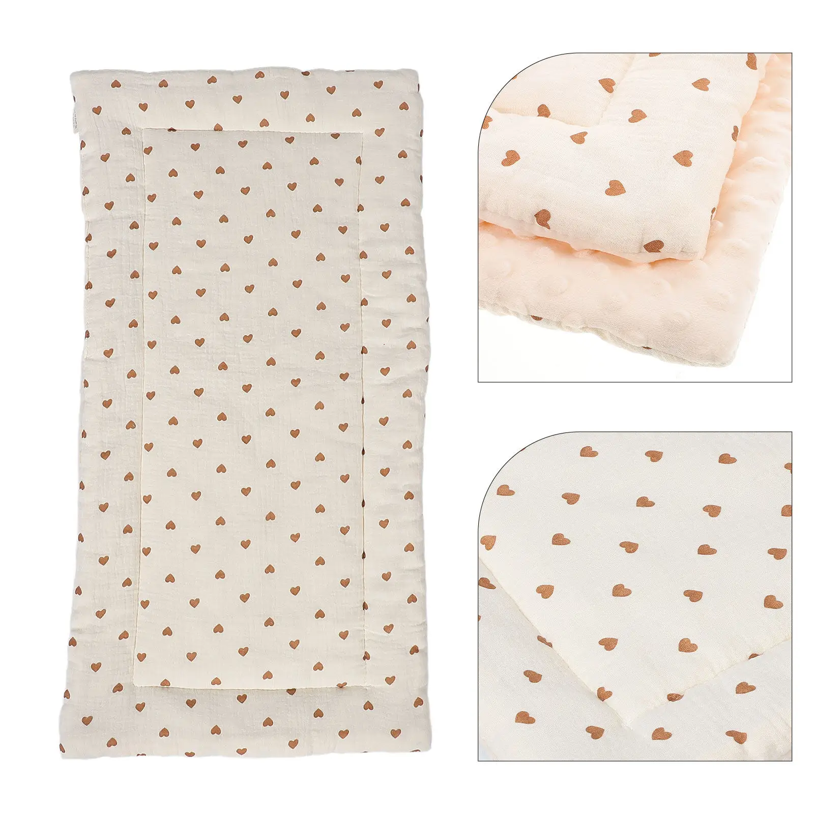 Stroller Cushion for Baby Double Sided Adorable Heart Design Thick Comfort Padding Machine Washable Cotton Seat Liner Stroller