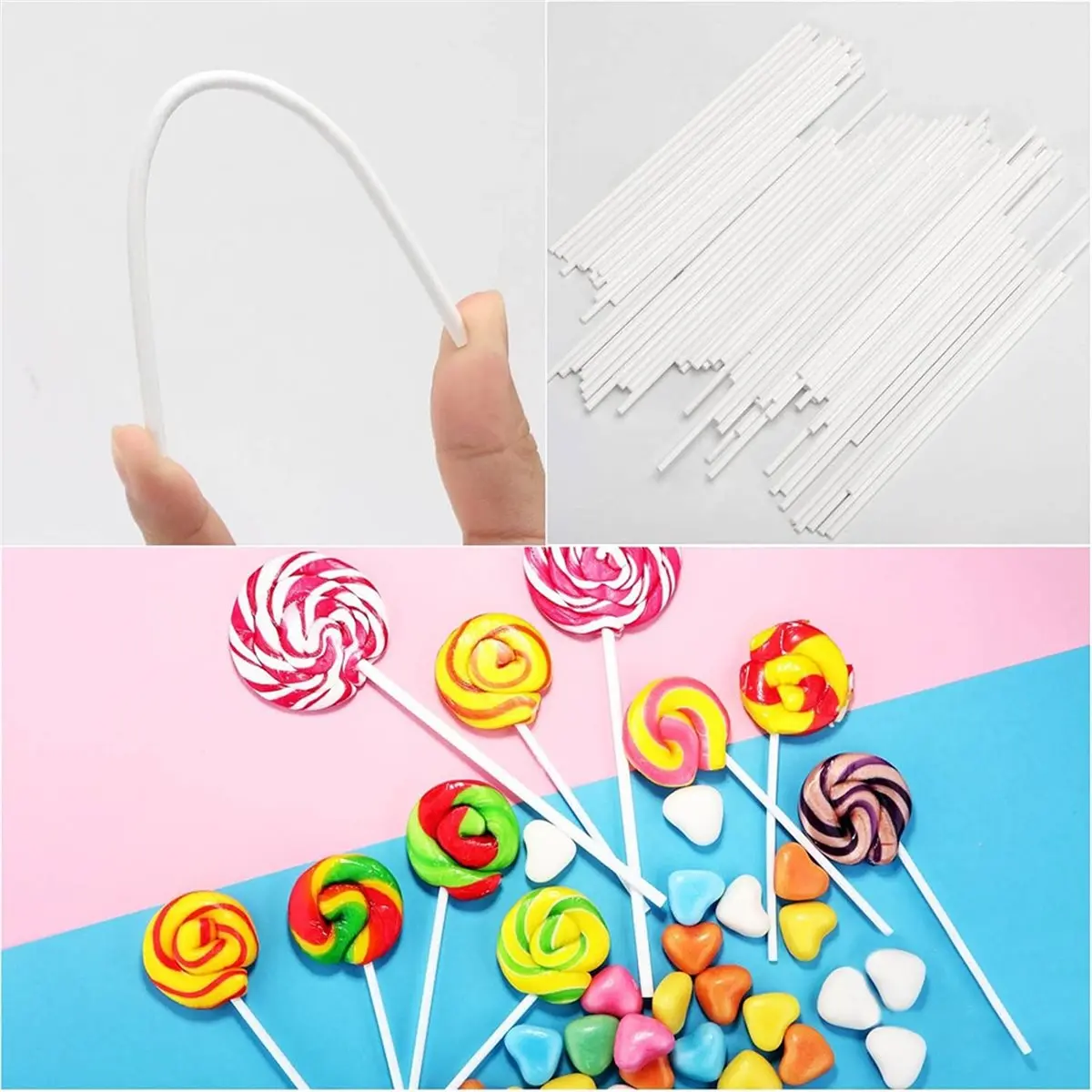 500Pcs 6 Inch White Paper Lollipop Sticks for Cake Pops, Chocolates, and More