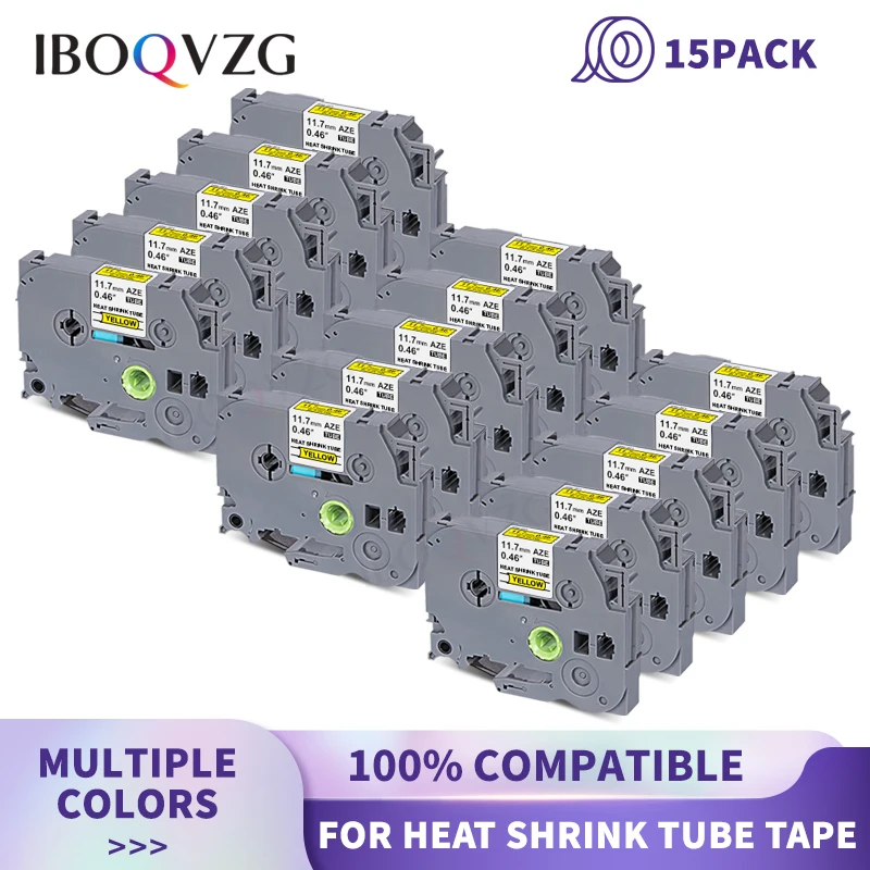 Imagem -01 - Fita de Tubo Termoencolhível Fita de Etiqueta Preto no Branco Brother p Touch Hse 231 Hse231 12 mm 15pk Hse 231