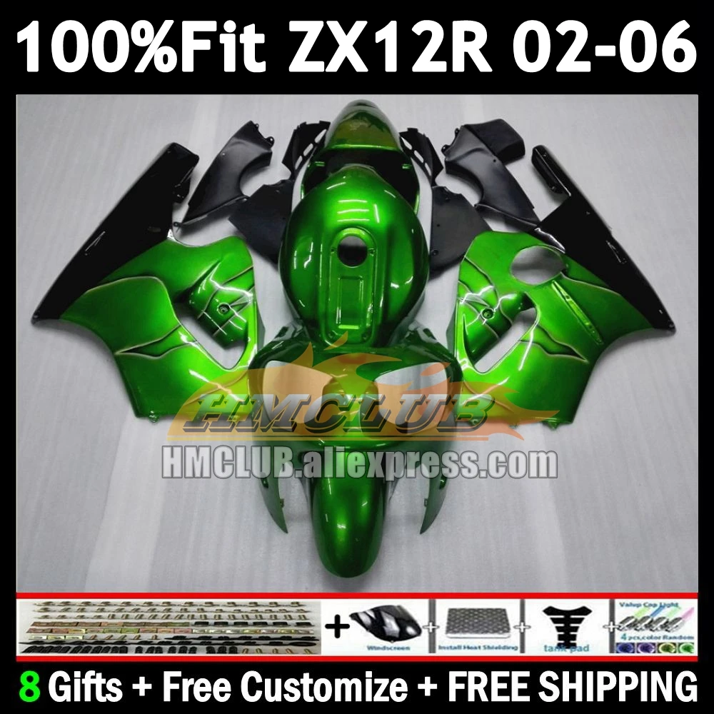 Metall Green Injection For KAWASAKI NINJA ZX 12R 12 ZX-12R 2002 2003 2004 2005 2006 177No.2 1200CC ZX12R 02 03 04 05 06 Fairing