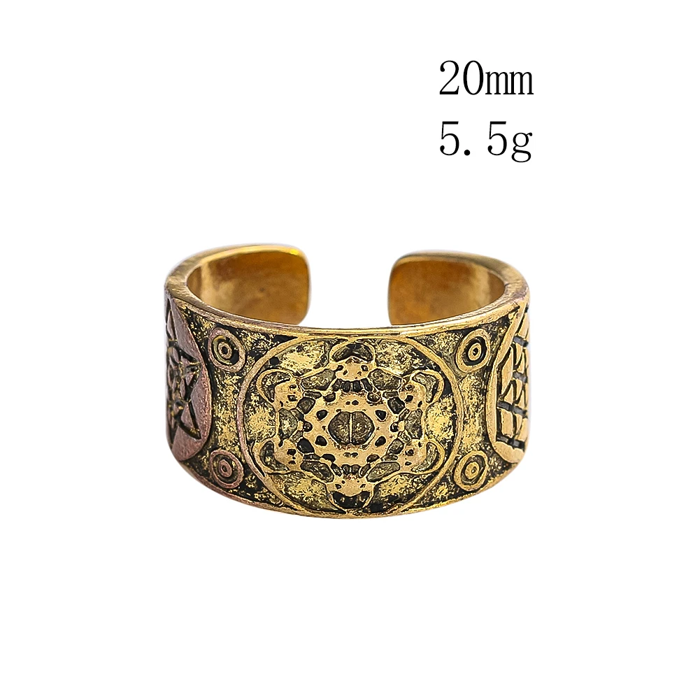 Classic Metatron Archangel Adjustable Rings Geometric Flower of Life Yoga Meditation Open Finger Ring Statement Jewelry Gift