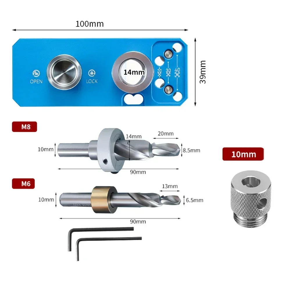 

1set Aluminum Profile Drilling Guide Tool M8/M6 Step Drill Bit For 20/30/40 Series Woodworking Punching Fixing Tool Accessories