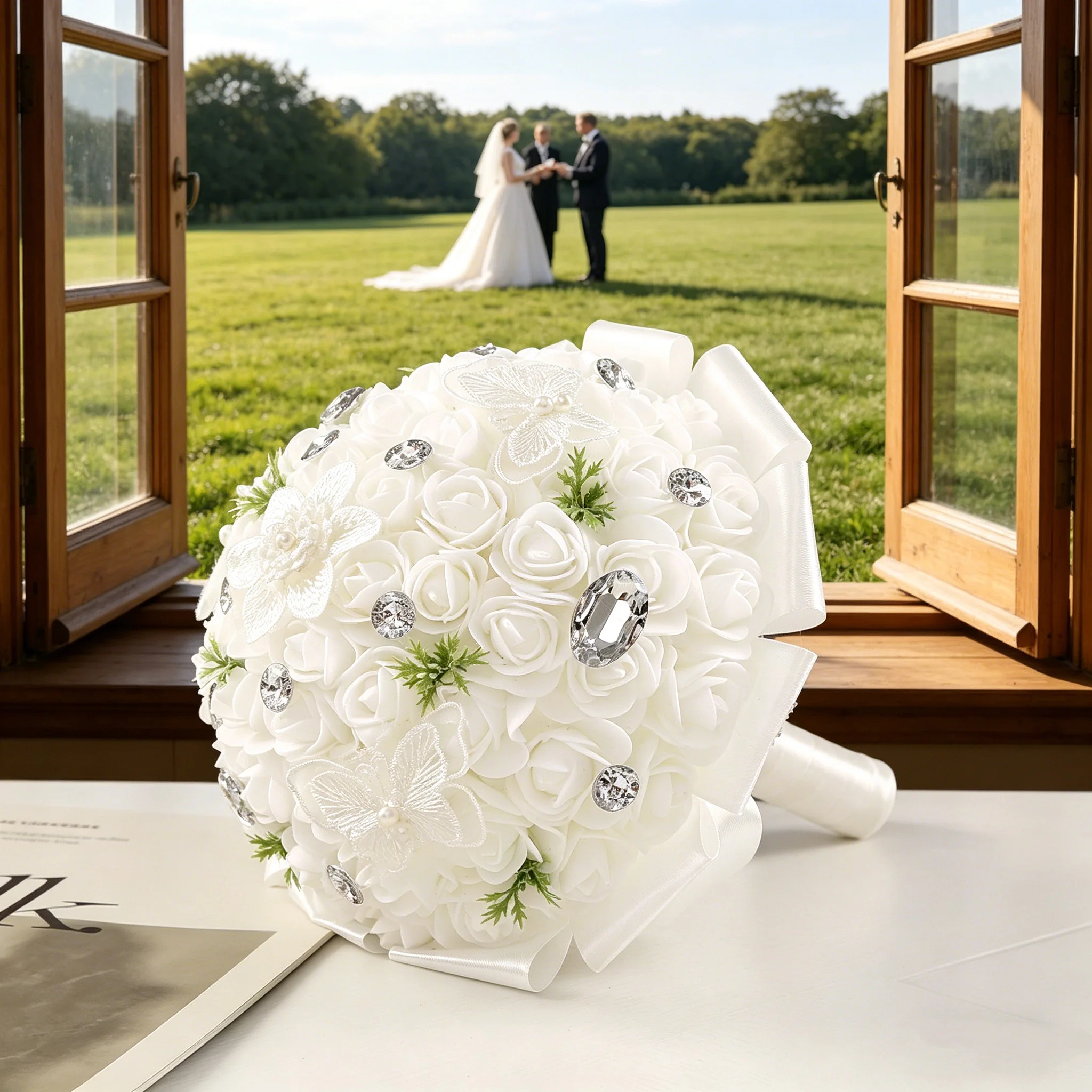 

Classic Rose Bridal Bouquet Timeless Style Versatile for Various Wedding Scenarios Essent