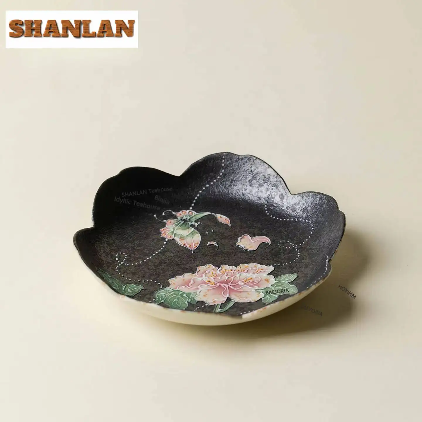 Hand Painted Night Bloom Peony Pot Bearing Holder Zisha Pot Heat Insulation Pad Dry Brew Table Tea Tray Coasters Chinese Tea Set