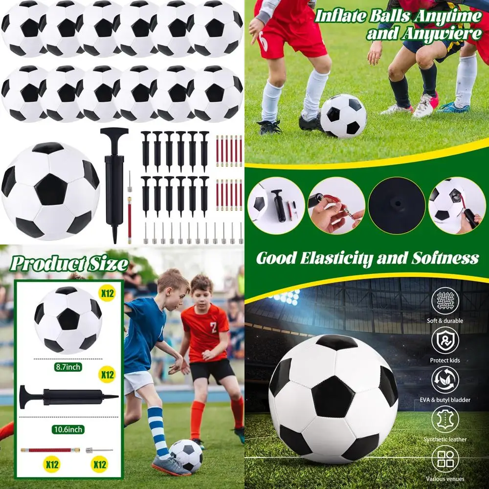

Youth Soccer Balls Size 5 - Bulk Pack with Pumps and Needles for Kids, Ideal for Game Training and Practice
