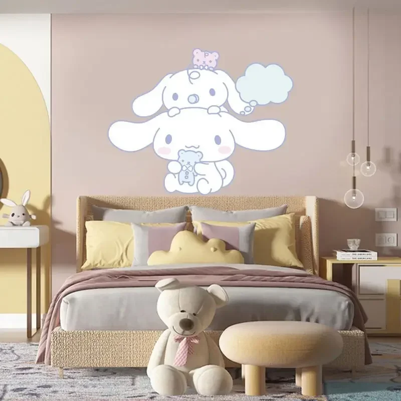 Sanrio-pegatina impermeable diy Cinnamoroll, animación periférica Kawaii, pintura decorativa, pegatina de pared autoadhesiva, regalo para niños